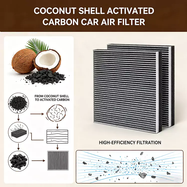 Automotive Cabin Air Filter ຊັ້ນຄາບອນ