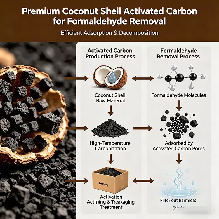 ການກຳຈັດ Formaldehyde Carbon ກາບໝາກພ້າວ