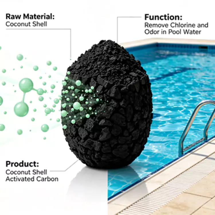 ສະລອຍນ້ໍາແລະນ້ໍາໄຫຼວຽນ dechlorination ກາກບອນ